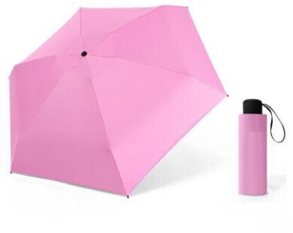 5-vouwen 6 Ribben Mini Draagbare Zon & Regen Lichtgewicht Paraplu Pocket Compact Parasol Outdoor Reizen Paraplu voor Kids volwassenen Roze
