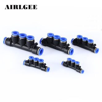 5 Way Pneumatische Plastic Quick fittings connector 4mm 6mm 8mm 10mm 12mm PU buis Een Touch Push in Splitter Joint Bruin