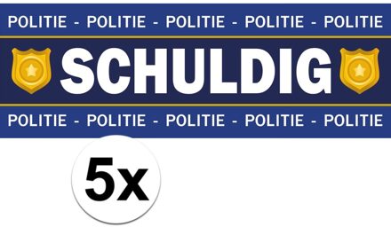 5 x Schuldig stickers voor politie/agent kostuum