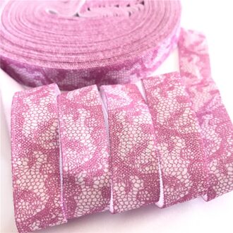 5 Yards 16mm Kant gedrukt vouw over elastische FOE Handgemaakte Accessoires DIY Haar tie Hoofdband leverancier P342