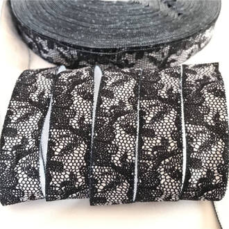 5 Yards 16mm Kant gedrukt vouw over elastische FOE Handgemaakte Accessoires DIY Haar tie Hoofdband leverancier P343