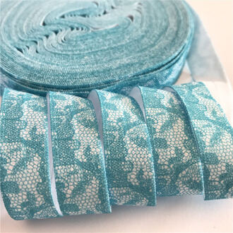 5 Yards 16mm Kant gedrukt vouw over elastische FOE Handgemaakte Accessoires DIY Haar tie Hoofdband leverancier P345