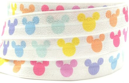 5 Yards 16mm Kleurrijke Hoofd Gedrukt Vouw over elastische FOE Spandex Band Kinderen Haarband Hoofdband Jurk Lace Trim DIY naaien Ambachten