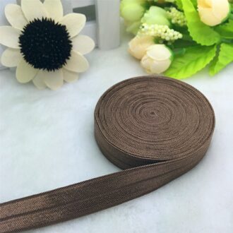 5 Yards 5/8 "15 MM Multirole Foldover Elastische Spandex Satijn Band Elastiekjes bruin
