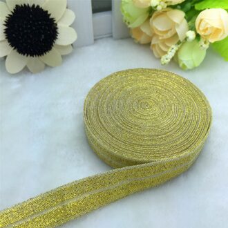 5 Yards 5/8 "15 MM Multirole Foldover Elastische Spandex Satijn Band Elastiekjes gouden