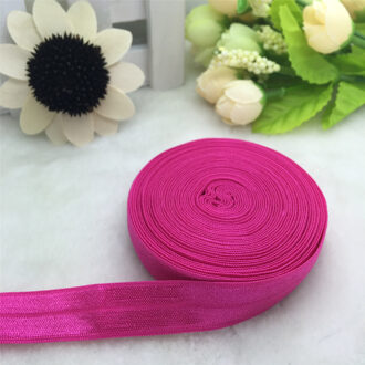 5 Yards 5/8 "15 MM Multirole Foldover Elastische Spandex Satijn Band Elastiekjes roos