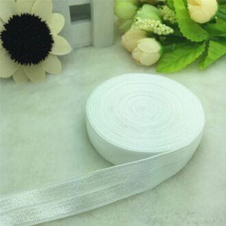 5 Yards 5/8 "15 MM Multirole Foldover Elastische Spandex Satijn Band Elastiekjes wit