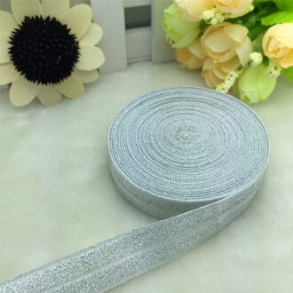 5 Yards 5/8 "15 MM Multirole Foldover Elastische Spandex Satijn Band Elastiekjes zilverachtig