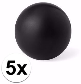 5 zwarte anti stressballetjes 6 cm - stressbal