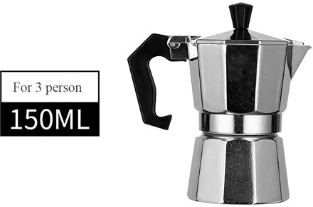 50/100/150/300Ml Draagbare Koffiepot Aluminium Materiaal Moka Koffie Pot Met Handvat Voor Thuis kantoor Koffie Tool 150ml