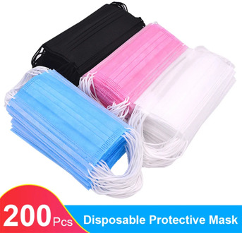 50/100/200Pcs Medical Face Mask surgical Mask Disposable Mask Breathable Non-woven 3 ply Protective Pink White Blue Black Mask