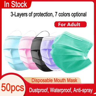 50/100 Mouth Mask Mondmasker 3 Layer Filte Anti-dust Elastic Mascarillas Meltblown Cloth Mask Disposable Face Mask Quick Deliver