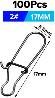 50/100 Pcs Vissen Wartels Kogellager Rolling Swivel Solid Ring Vissen Karabijnhaken Haak Connector Snap Pin Karper Visgerei Set 100 stk Pins(2)