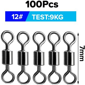 50/100 Pcs Vissen Wartels Kogellager Rolling Swivel Solid Ring Vissen Karabijnhaken Haak Connector Snap Pin Karper Visgerei Set 100 stk Swivels(12)