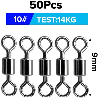 50/100 Pcs Vissen Wartels Kogellager Rolling Swivel Solid Ring Vissen Karabijnhaken Haak Connector Snap Pin Karper Visgerei Set 50 stk Swivels(10)