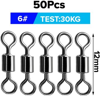 50/100 Pcs Vissen Wartels Kogellager Rolling Swivel Solid Ring Vissen Karabijnhaken Haak Connector Snap Pin Karper Visgerei Set 50 stk Swivels(6)
