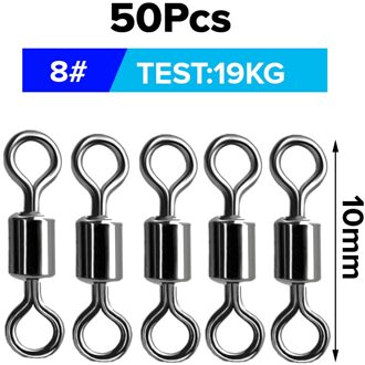 50/100 Pcs Vissen Wartels Kogellager Rolling Swivel Solid Ring Vissen Karabijnhaken Haak Connector Snap Pin Karper Visgerei Set 50 stk Swivels(8)