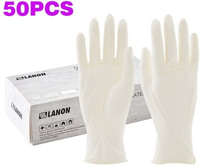 50/100 Pcs Wegwerp Latex Handschoenen Schoonmaken Werk Vinger Handschoenen Latex Beschermende Thuis Voedsel Voor Veiligheid Transparante Handschoenen 50stk / M