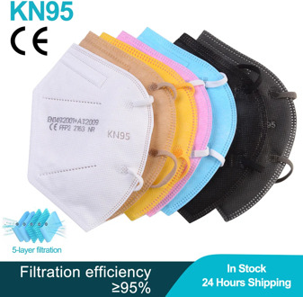 50/100 piece ffp2 face mask KN95 facial masks 5 Layers filter mask Protective maske anti dust mask mouth mascarillas black white