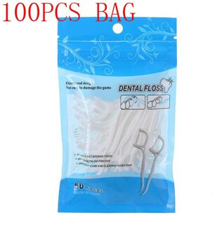 50/100 Stuks Dental Floss Bleken Picks Tandenstokers Tanden Plakken Gebitsreiniging Interdentale Borstel Dental Floss Pick Mondhygiëne zorg 100stk opp zak