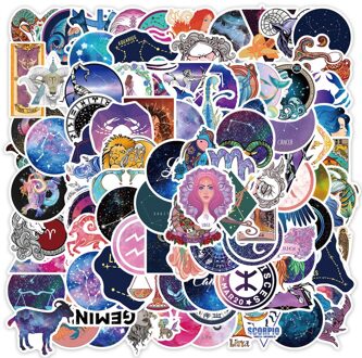 50/100Pcs 12 Sterrenbeelden Sterrenhemel Sterren Graffiti Sticker Voor Skateboard Bagage Laptop Gitaar Koelkast Auto Doodle Decal 100stk-1625