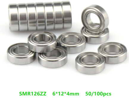 50/100pcs ABEC-5 SMR126ZZ SMR126 ZZ Stainless steel ball bearing 6x12x4 mm Miniature Shielded Deep Groove Ball Bearing 6*12*4mm