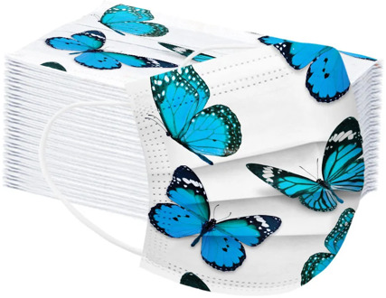 50/100pcs Adult Kid Butterfly Printed Three Layers Disposable Face Mask Unisex Industrial Dustproof Ear Loop Mask Bandage 2020