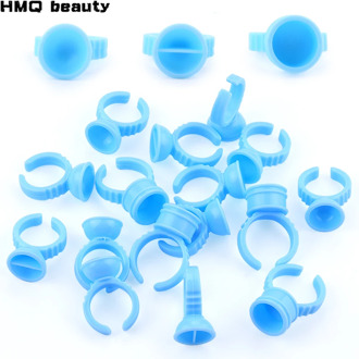 50/100Pcs Blue Eyelash Pallet Glue Holder Disposable Glue Holder Ring Pallet for Eyelash Extension Tattoo Pigment