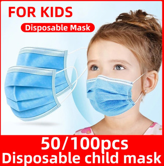 50/100Pcs Disposable Child Medical Mask 3-Layer Non-woven Anti-Dust Breathable Child Kids Protection Safety Surgical Mask Blue