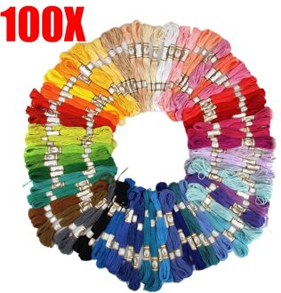 50/100Pcs Kruissteek Katoen Borduurgaren Floss Naaien Strengen Craft FBS889 100 willekeurig kleur