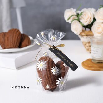 50/100Pcs Transparante Verpakking Zakken Bloem Gedrukt Cookie Snack Apple Chocolade Snoep Opbergtas Voor Christmas Party tas 50stk 15x23cm