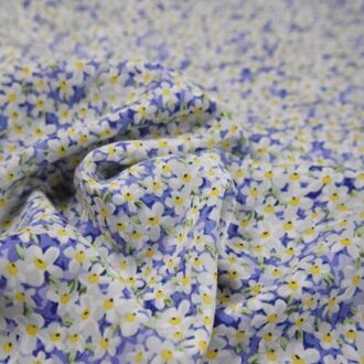 50*148Cm Verse Pastorale Blauw Bloemen Stretch Fluwelen Chiffon Stof Jurk Shirt Meisjes Kleding Handgemaakte Diy Stof 01