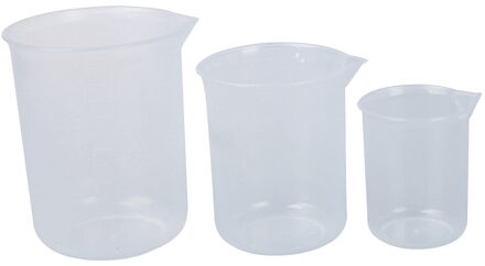 50 150 250 Ml Laboratorium Transparante Plastic 3 Pcs Maatbeker Maatbeker Hulpmiddel