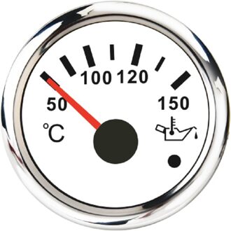 50 ~ 150 Celsius Graden Olie Temp Gauge Met Rode Backlight Motorfiets Boot Auto Olie Temperatuur Meter 9 ~ 32V wit zilver