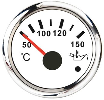 50 ~ 150 Celsius Olie Temp Gauge Met Rode Achtergrondverlichting & Sensor Voor Boot Auto Olietemperatuurmeter wit zilver