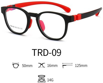 50-16-125 TR90 Siliconen Ronde Kids Flexibele Dioptrie Brillen Anti Blauw Licht Kind Recept Brilmontuur Jongen meisje C1 zwart zwart