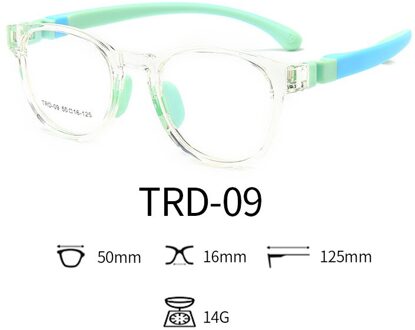 50-16-125 TR90 Siliconen Ronde Kids Flexibele Dioptrie Brillen Anti Blauw Licht Kind Recept Brilmontuur Jongen meisje C10 doorzichtig lucht blauw