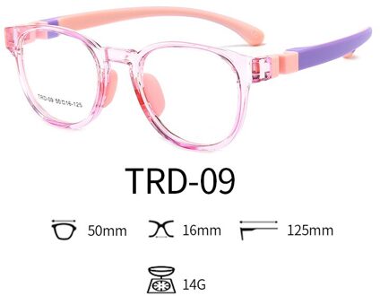 50-16-125 TR90 Siliconen Ronde Kids Flexibele Dioptrie Brillen Anti Blauw Licht Kind Recept Brilmontuur Jongen meisje C12 roze paars