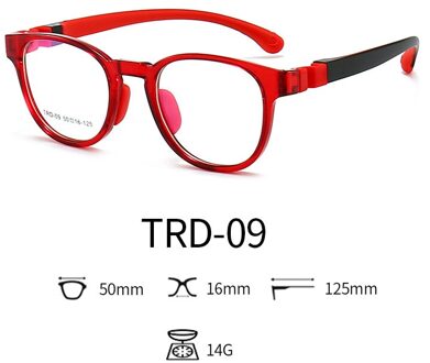 50-16-125 TR90 Siliconen Ronde Kids Flexibele Dioptrie Brillen Anti Blauw Licht Kind Recept Brilmontuur Jongen meisje C2 rood zwart