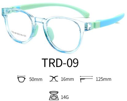 50-16-125 TR90 Siliconen Ronde Kids Flexibele Dioptrie Brillen Anti Blauw Licht Kind Recept Brilmontuur Jongen meisje C6 doorzichtig blauw blauw