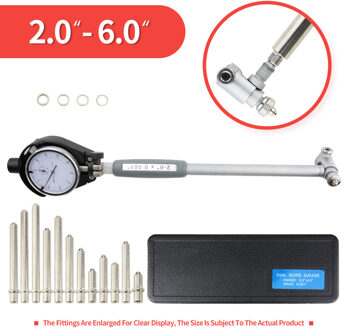 50-160Mm Boring Dial Bore Gauge Dial Indicator Binnendiameter Gauge Meten Staaf Sonde Accessoires Micrometer Meten 2-6duim zwart Dial