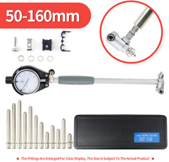 50-160Mm Boring Dial Bore Gauge Dial Indicator Binnendiameter Gauge Meten Staaf Sonde Accessoires Micrometer Meten 50-160mm zwart Dial