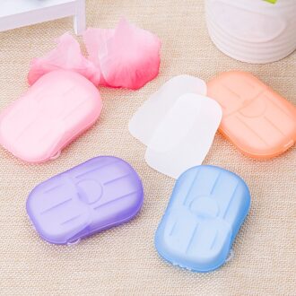 50/20Pcs Outdoor Reizen Zeep Papier Wassen Hand Bath Schoon Scented Slice Papier Wegwerp Boxed Zeep Draagbare Mini papier Zeep 20stk willekeurig kleur