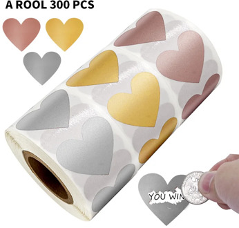 50-300pcs 3 colors Scratch Off Stickers Heart Shape Labels sticker DIY handmade for game Scratch Sticker Labels stationer