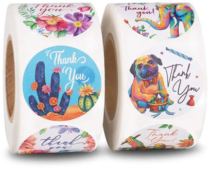 50-500pcs 8 Style Floral Thank You Stickers Round Animal seal label handmade scrapbooking Envelope stationery sticker 1inch