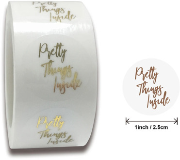 50-500pcs Pretty Things Inside Stickers 1in Round Paper Gold Thank you stickers for Small Business Packaging Seal Label Stickers