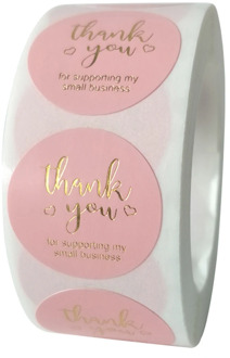 50-500pcs Round Pink Business Label Stickers Paper Cute Thank You Stickers for Baking Packaging Seal Labels Stationery Stickers
