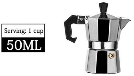 50-600Ml Italiaanse Aluminium Mokka Koffie Waterkoker Europese Aluminium Koffie Pot Achthoekige Pot Thee Ketel Koffiezetapparaat Coffeeware 01 50ml