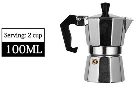 50-600Ml Italiaanse Aluminium Mokka Koffie Waterkoker Europese Aluminium Koffie Pot Achthoekige Pot Thee Ketel Koffiezetapparaat Coffeeware 02 100ml