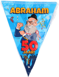 50 Abraham party vlaggenlijn 10 meter - Verjaardag feestartikelen - Vlaggenlijnen Multikleur